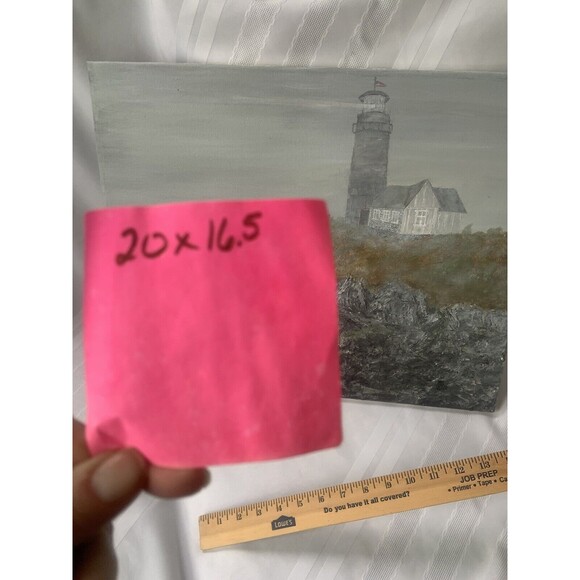 Hand Painted Original  Painting On Canvas Lighthouse Heavily Textured Sea Waves - Picture 11 of 11